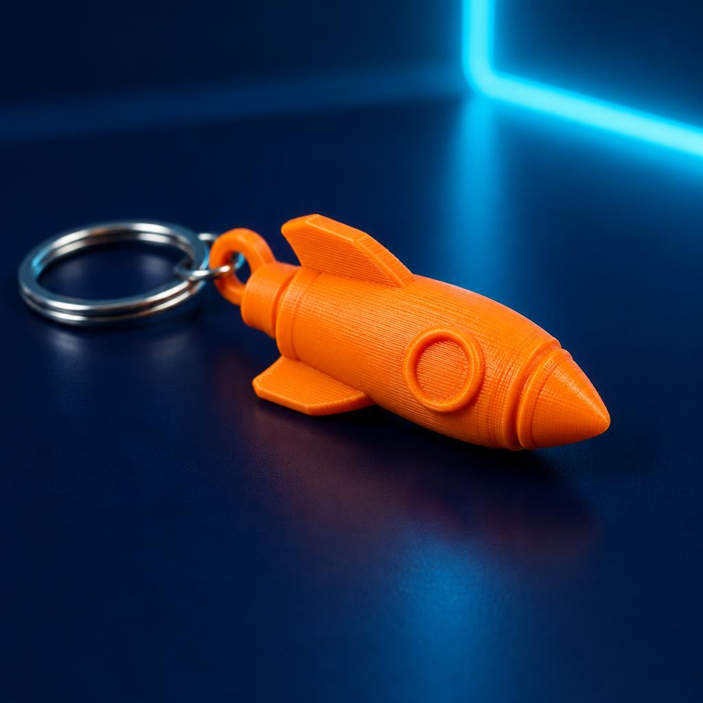 3D printed rocket keychain